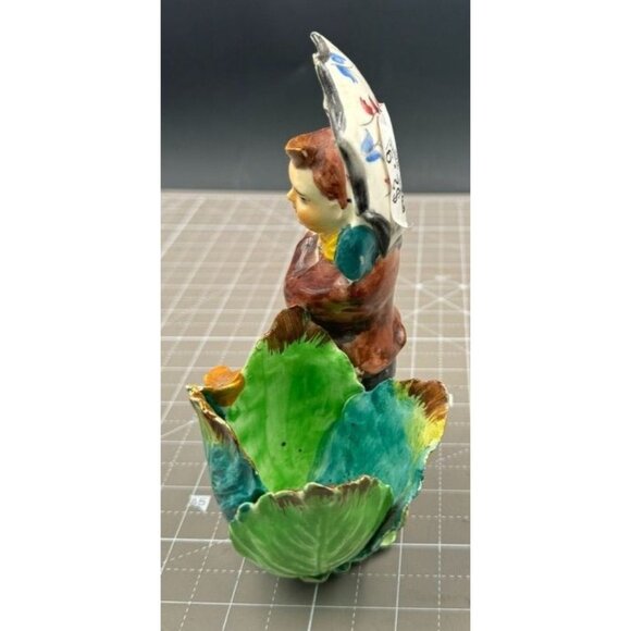 Numbered Italian Majolica Ceramic Child With Umbrella Planter Figure - Picture 3 of 6